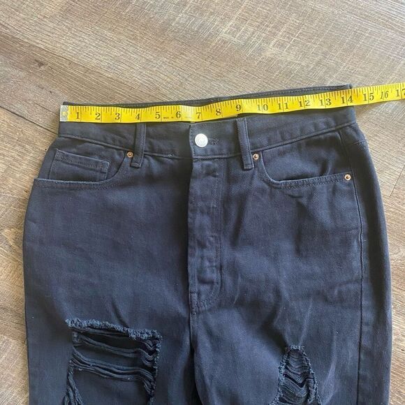 PacSun Ultra High Rise Jeans Destroyed Black Slim Button Fly - Picture 10 of 13